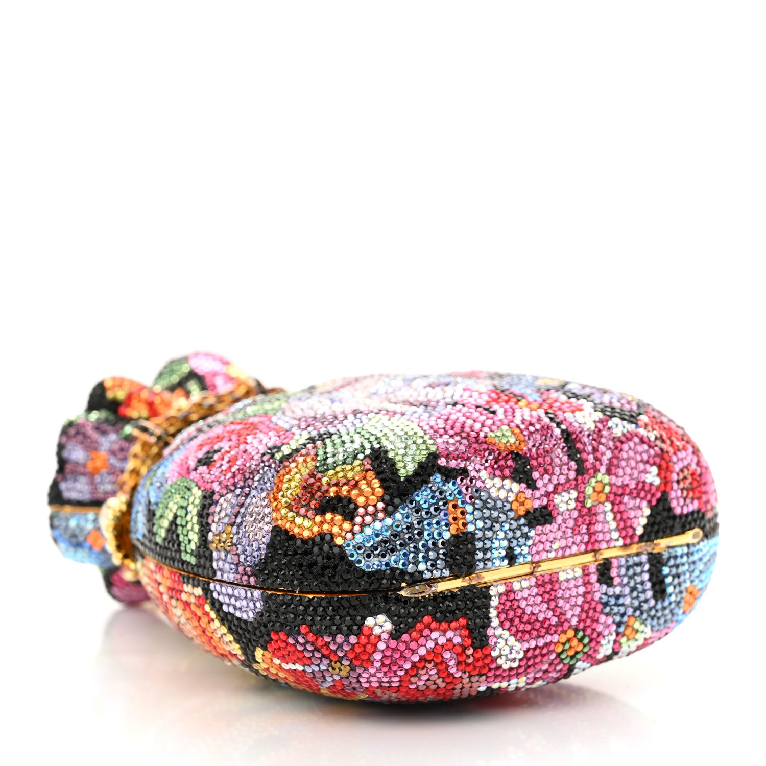 Judith Leiber Swarovski Crystal Floral Minaudiere Clutch Gold Multicolor 5 of 14