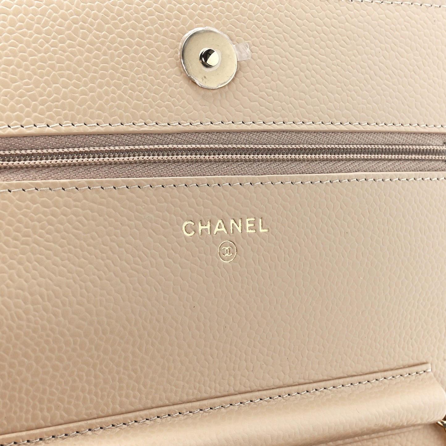 Caviar Quilted Wallet On Chain WOC Light Beige