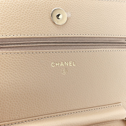 Chanel Caviar Quilted Wallet On Chain WOC Light Beige 6 of 12