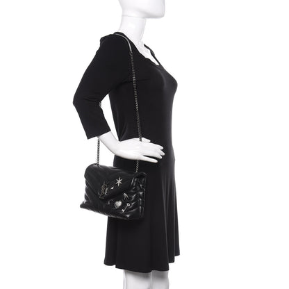 Saint Laurent Calfskin Y Quilted Monogram Small Charm Loulou Chain Satchel Black 2 of 11