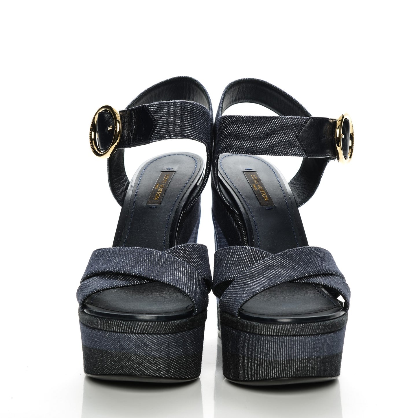 Canvas Blue Shore Wedge Sandal 37 Marine