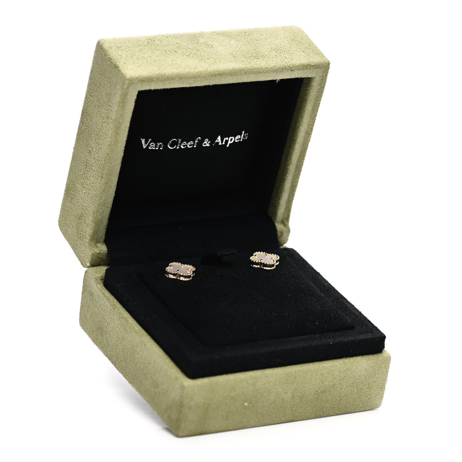Van Cleef & Arpels 18K Yellow Gold Mother of Pearl Sweet Alhambra Earrings 7 of 7