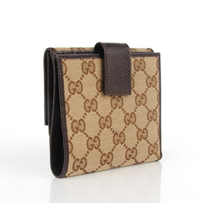 Gucci Monogram Metal Bar French Flap Wallet Beige Ebony Cocoa 3 of 7