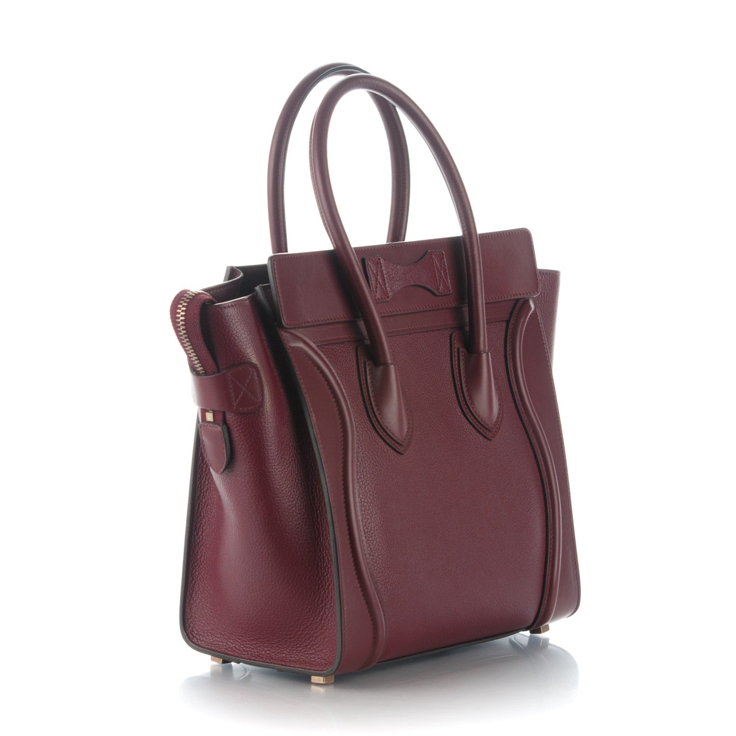 Celine Goatskin Calfskin Micro Luggage Burgundy 3 of 7