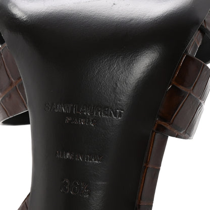 Saint Laurent Calfskin Crocodile Embossed Tribute 105 Sandals 36.5 Moro 7 of 10
