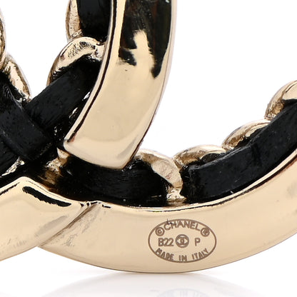 Chanel Lambskin Chain CC Drop Earrings Black Gold 4 of 5