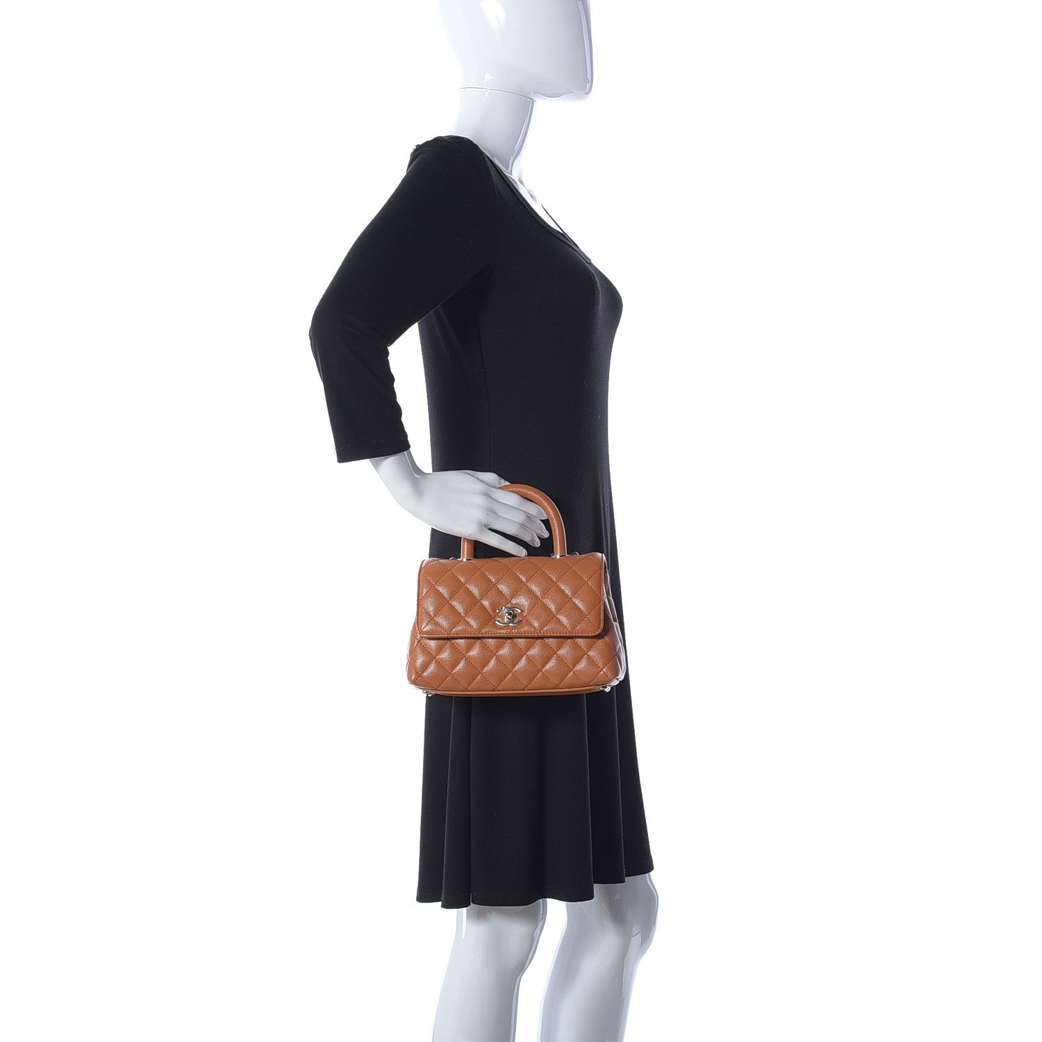 Chanel Caviar Quilted Mini Coco Handle Flap Light Brown 3 of 12
