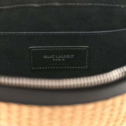 Saint Laurent Raffia Calfskin Rive Gauche Zipped Pouch Naturale Black 6 of 8