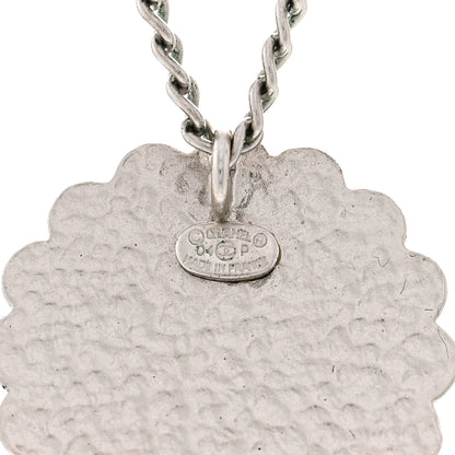 Chanel Enamel CC Camellia Pendant Necklace Silver Multicolor 6 of 6