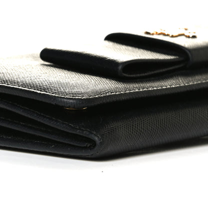 Prada Saffiano Bow Continental Wallet Black 5 of 8