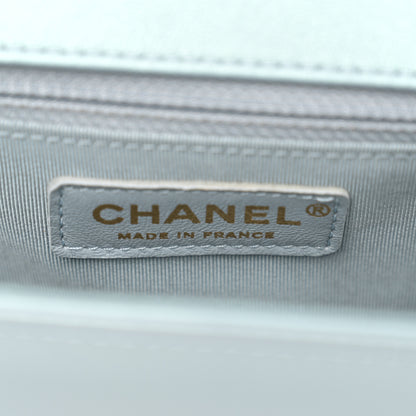 Chanel Iridescent Glazed Calfskin Quilted New Medium Boy Flap Light Blue 6 of 11