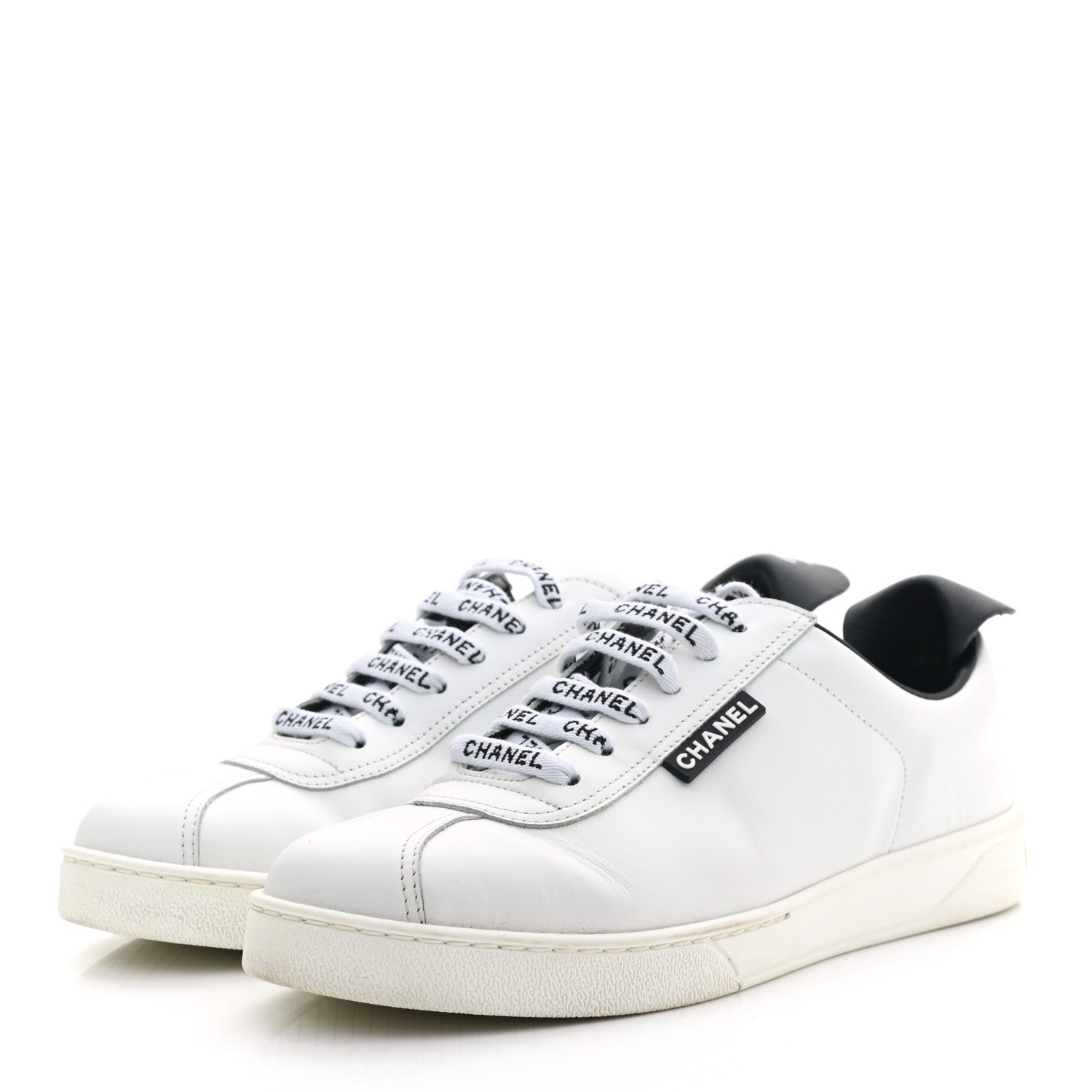 Chanel Calfskin CC Womens Sneakers 37.5 White 3 of 9