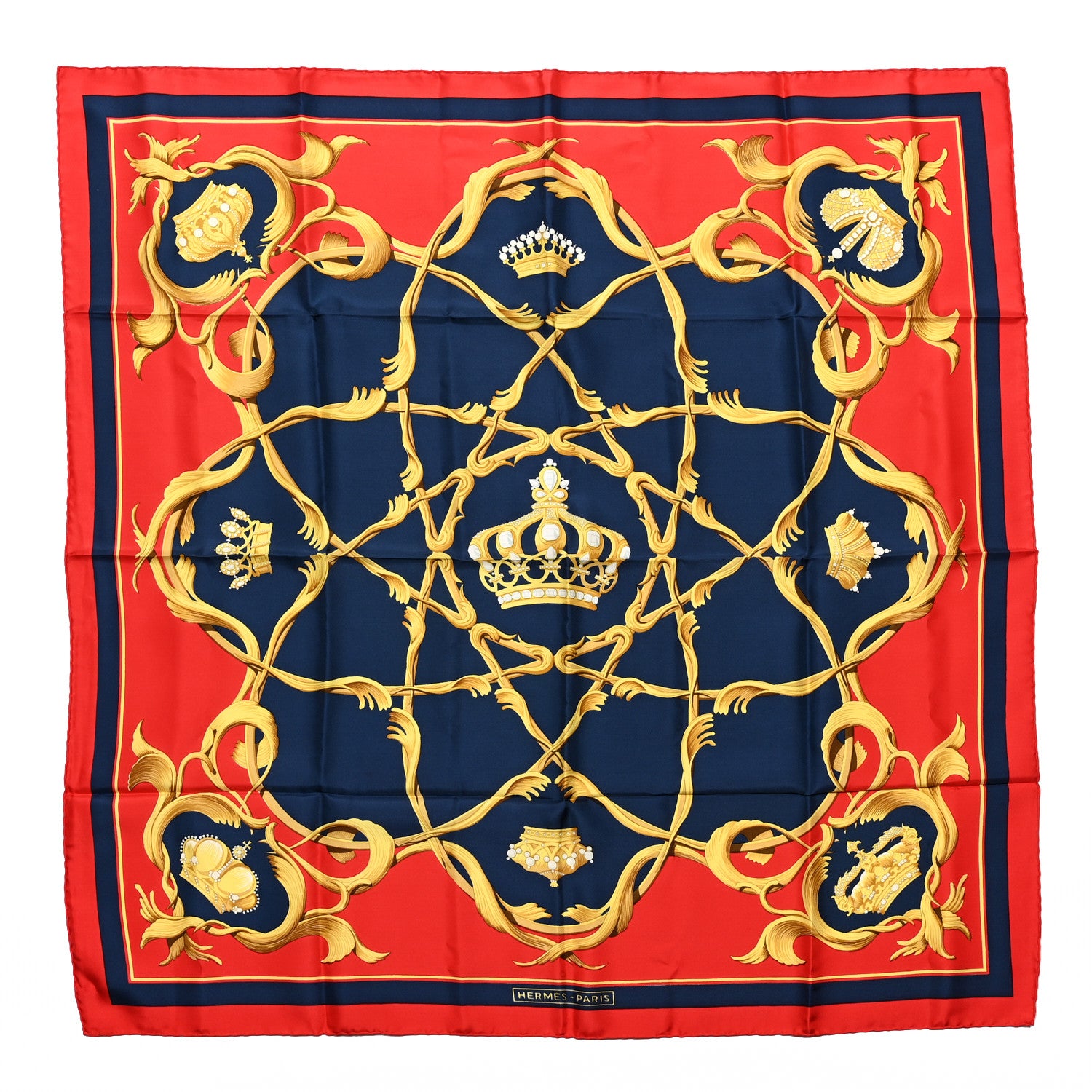 Hermes Silk Couronnes Crown Scarf 90 1 of 3