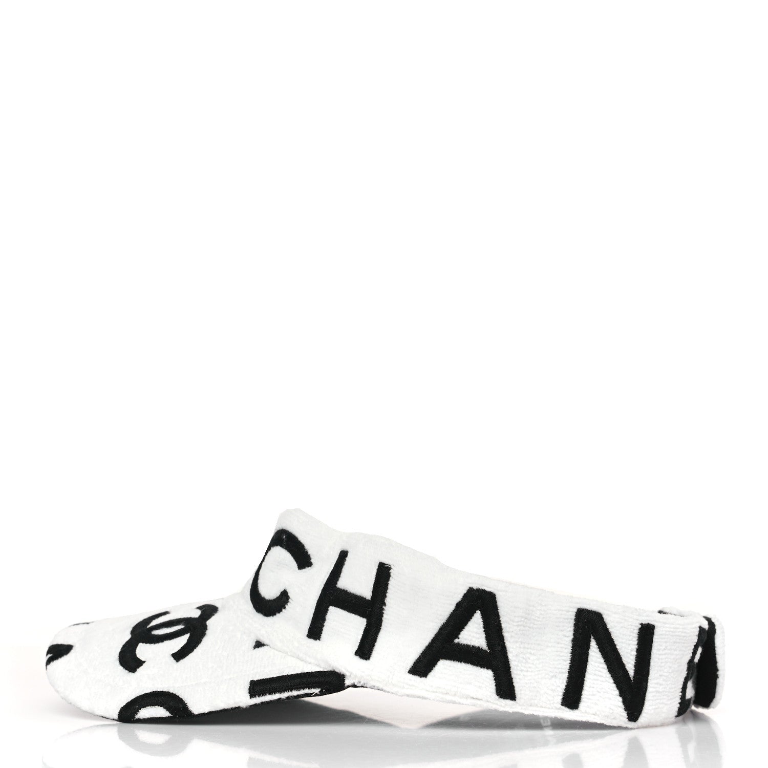 Chanel Terry Cotton Logo CC Visor Ecru White 3 of 5