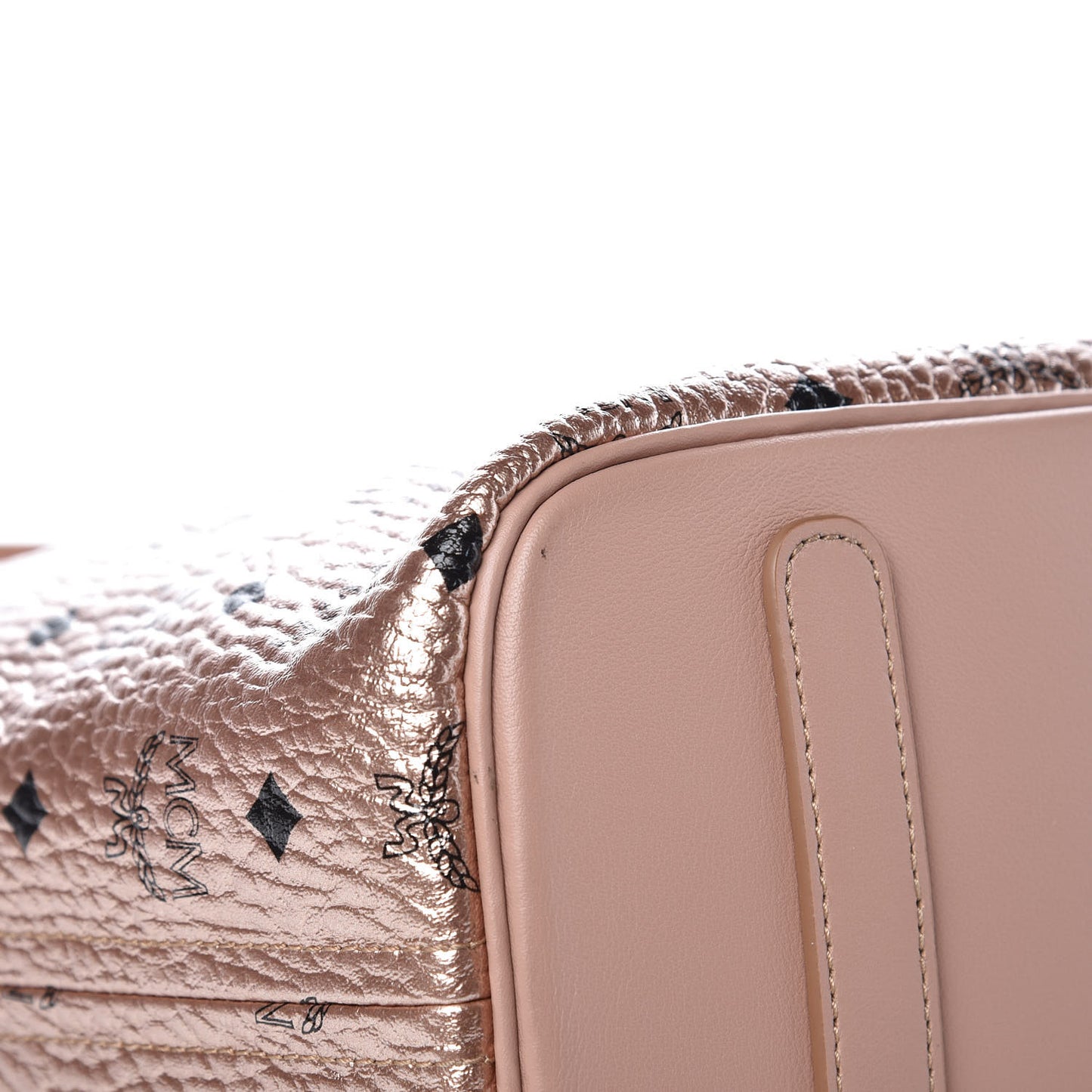 Metallic Visetos Medium Shopper Tote Champagne Gold