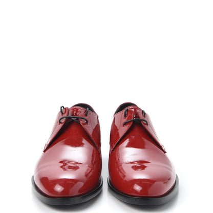 Saint Laurent Patent Calfskin Mens Smoking 15 Derby Lace Up Shoes 41 Red 3 of 10