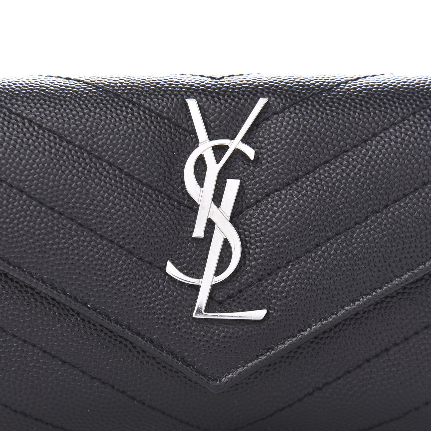 Grain De Poudre Matelasse Chevron Small Monogram Envelope Wallet Black