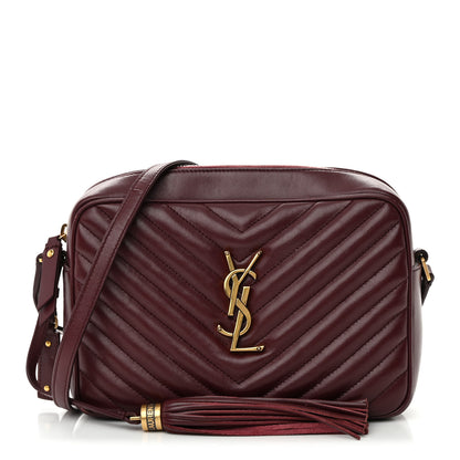 Saint Laurent Calfskin Matelasse Monogram Lou Camera Bag Dark Legion Red 1 of 22