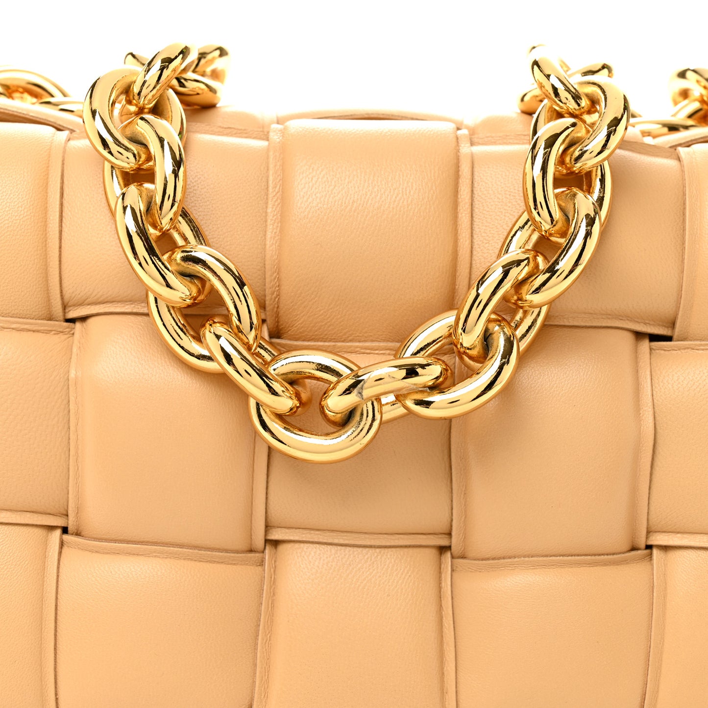 Lambskin Maxi Intreccio Padded Chain Cassette Crossbody Bag Porridge