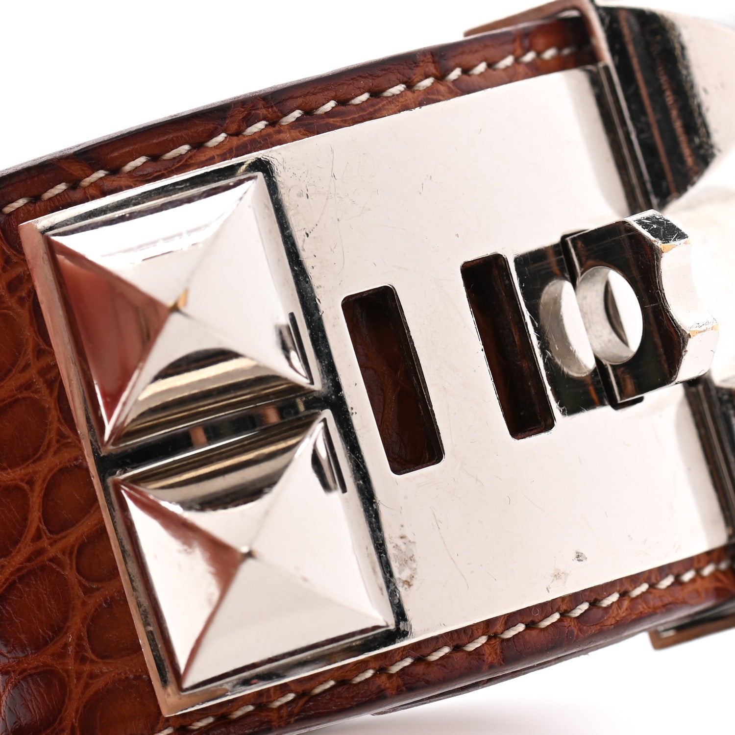 Hermes Shiny Alligator Collier de Chien CDC Bracelet S Fauve 6 of 8