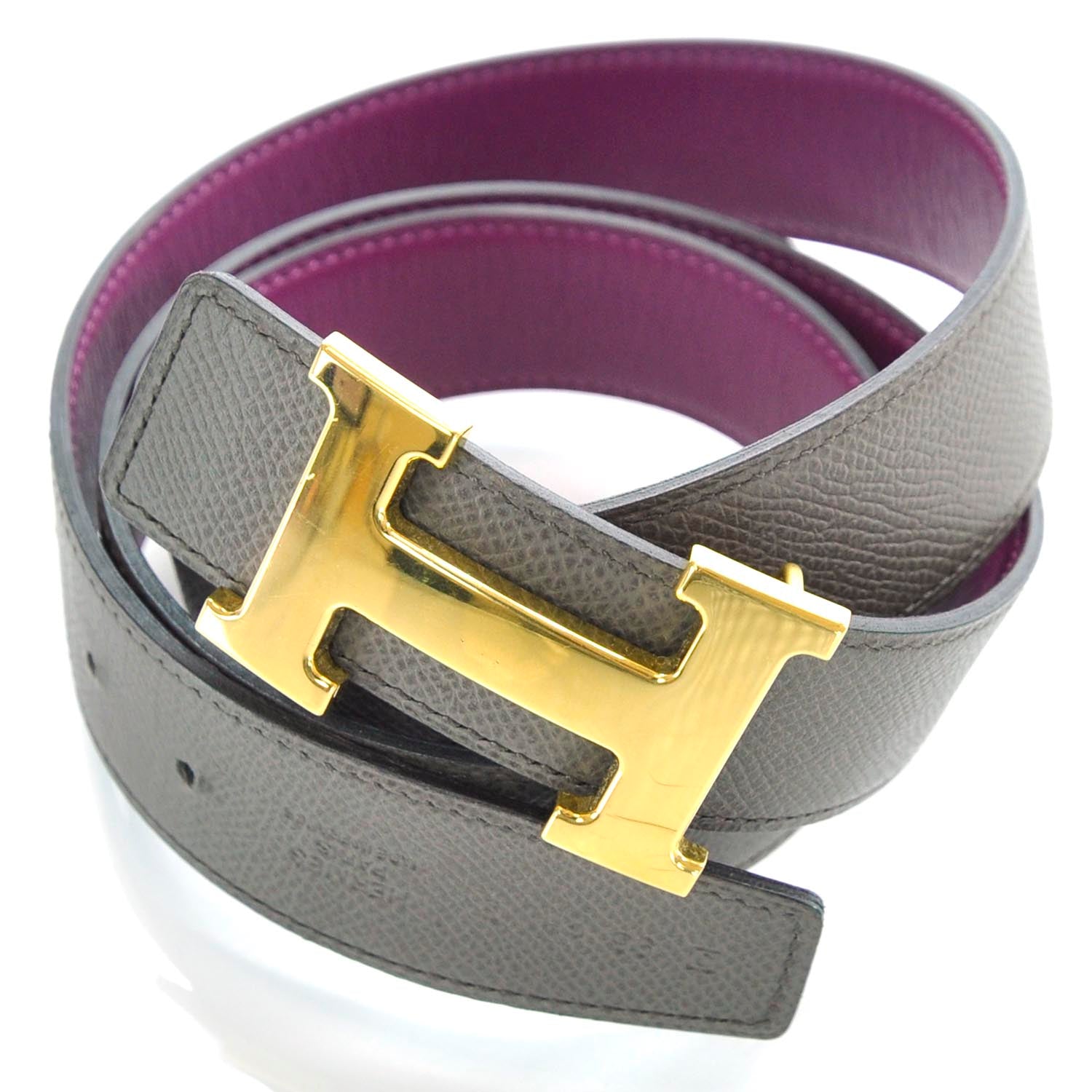 Hermes Epsom Swift Reversible H Belt 95 Etain Tosca 4 of 6