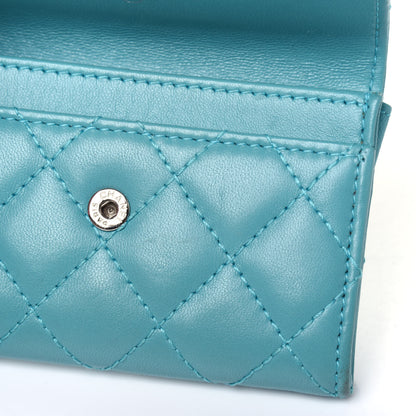 Chanel Lambskin Quilted Flap Card Holder Turquoise 9 of 18