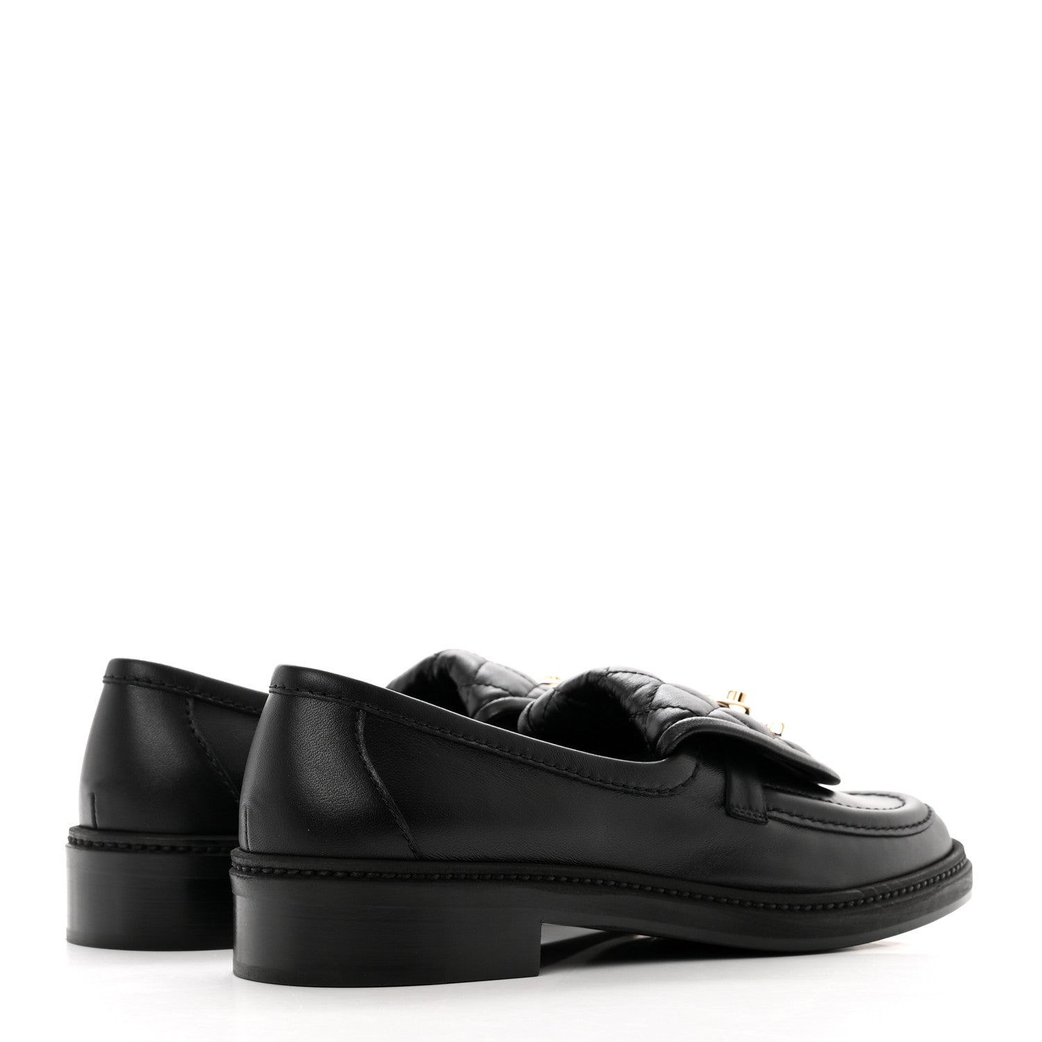 Chanel Lambskin Quilted CC Turnlock Loafers 37.5 Black 4 of 9