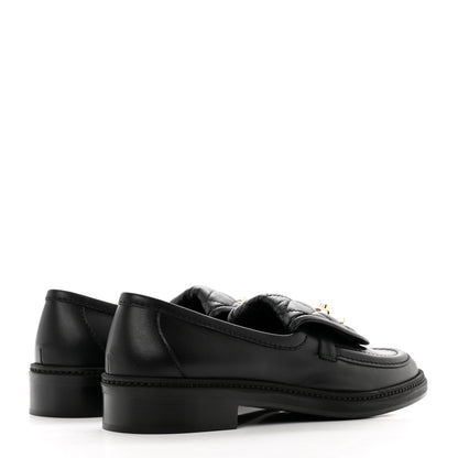 Chanel Lambskin Quilted CC Turnlock Loafers 37.5 Black 4 of 9