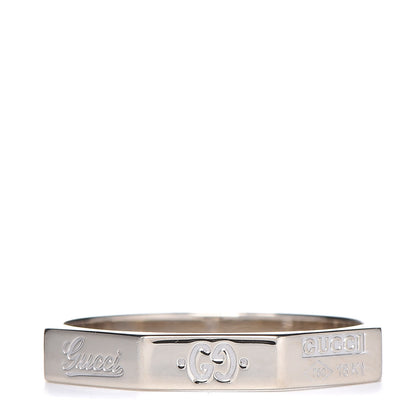 Gucci 18K White Gold Octagon Logo Band Ring 59 8.75 1 of 6