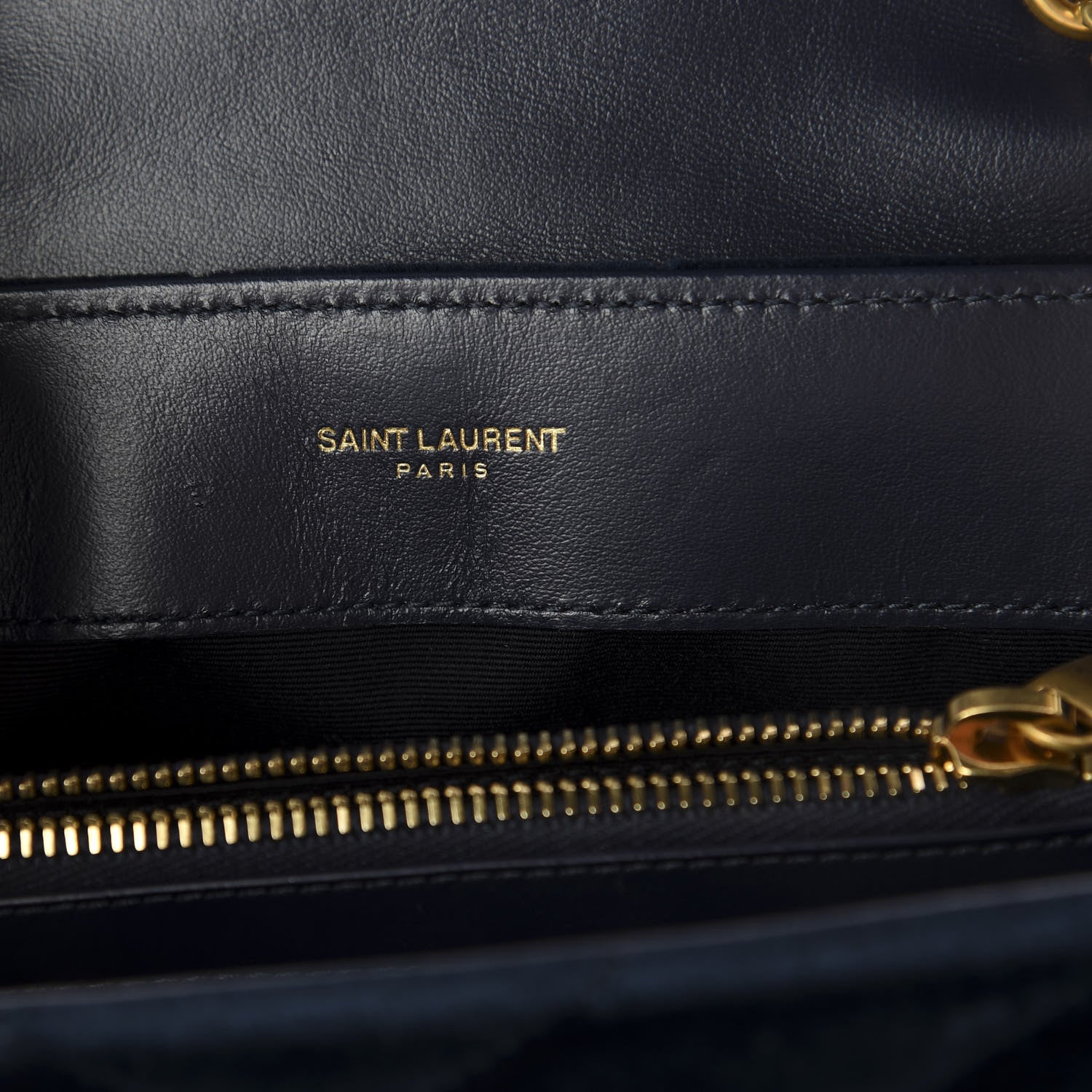Saint Laurent Velvet Y Quilted Monogram Small Loulou Chain Satchel Medium Blue 7 of 7