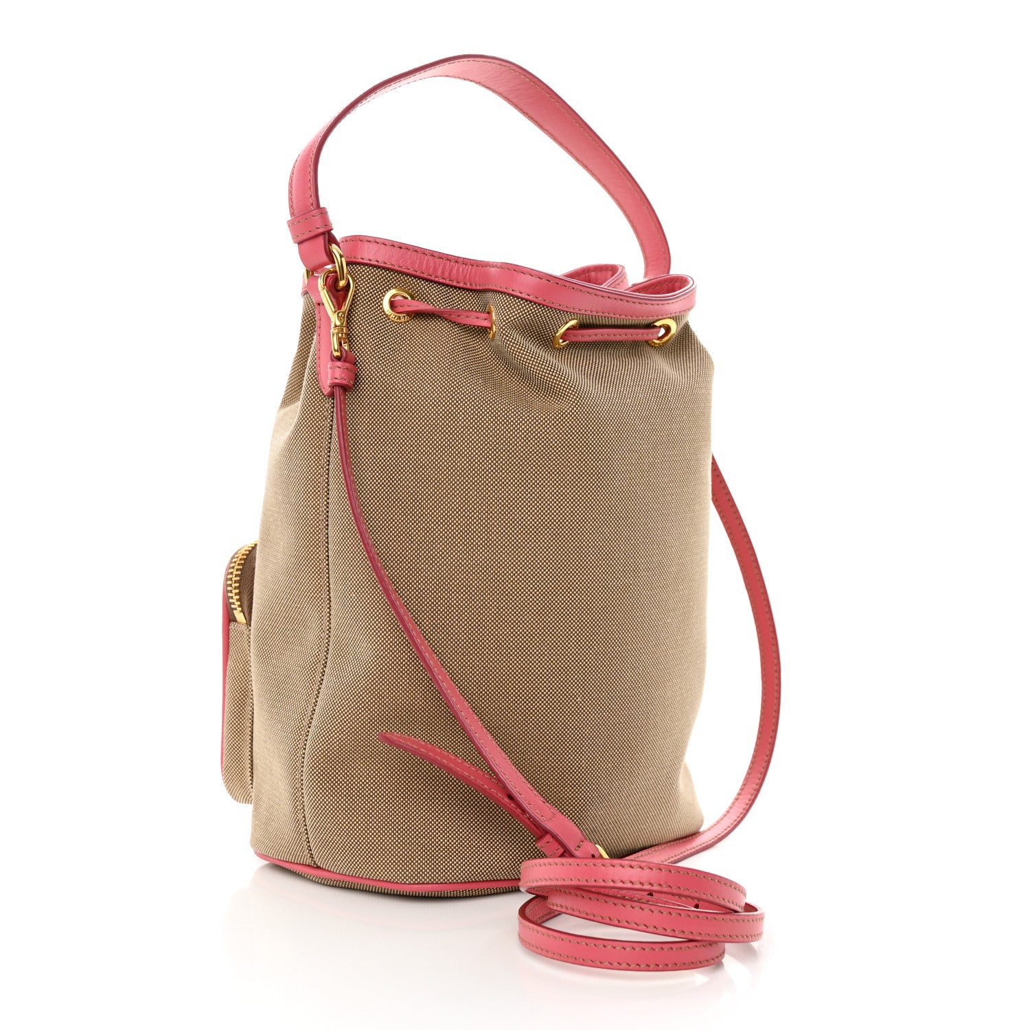 Prada Jacquard Logo Mini Bucket Crossbody Bag Corda Peonia 3 of 13