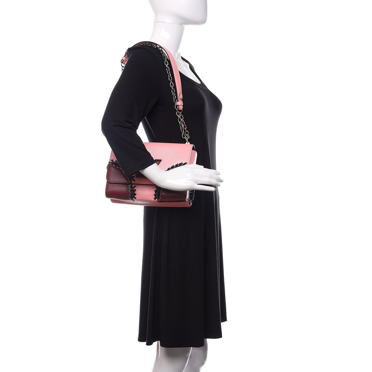 Epi Braided Twist Shoulder Bag MM Rose Ballerine