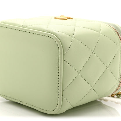 Chanel Lambskin Quilted Pearl Crush Mini Vanity Case With Chain Light Green 10 of 10