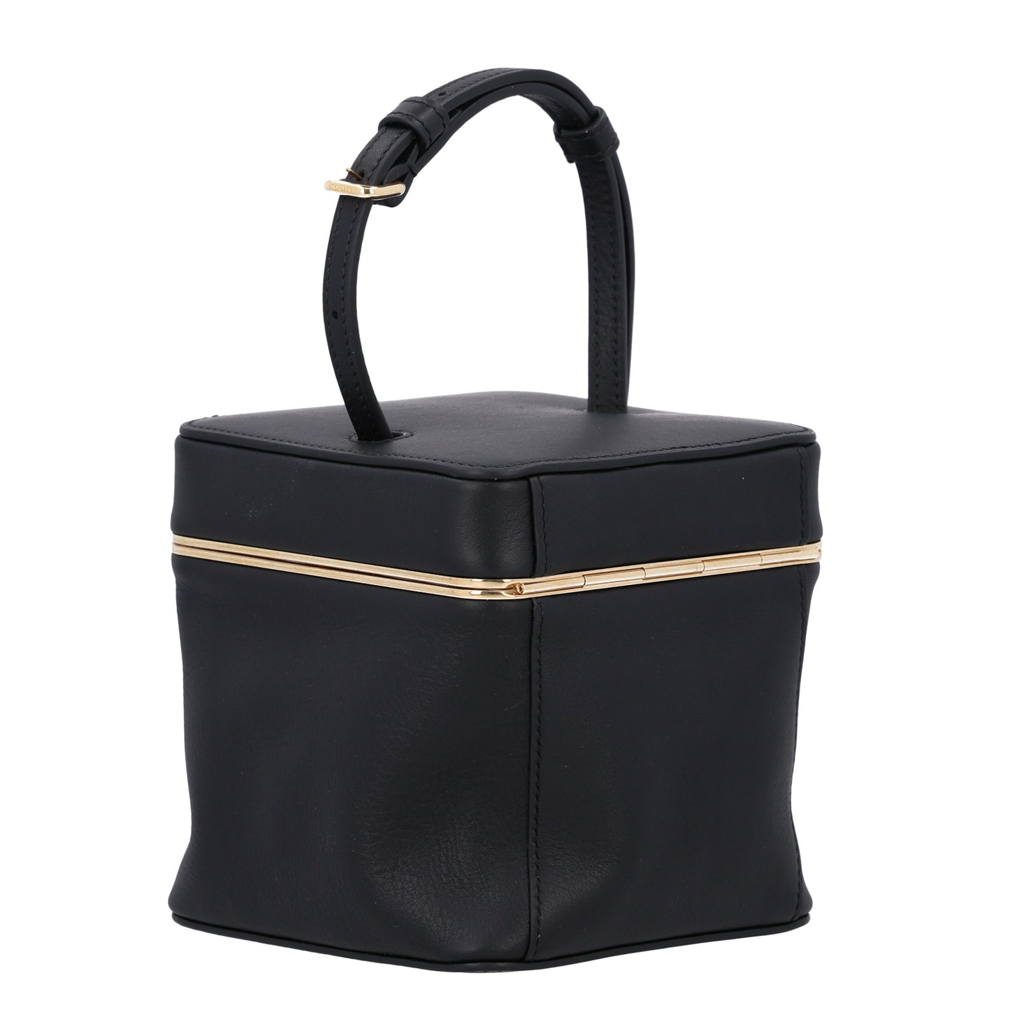 Supple Calfskin Cube Frame Bag Black