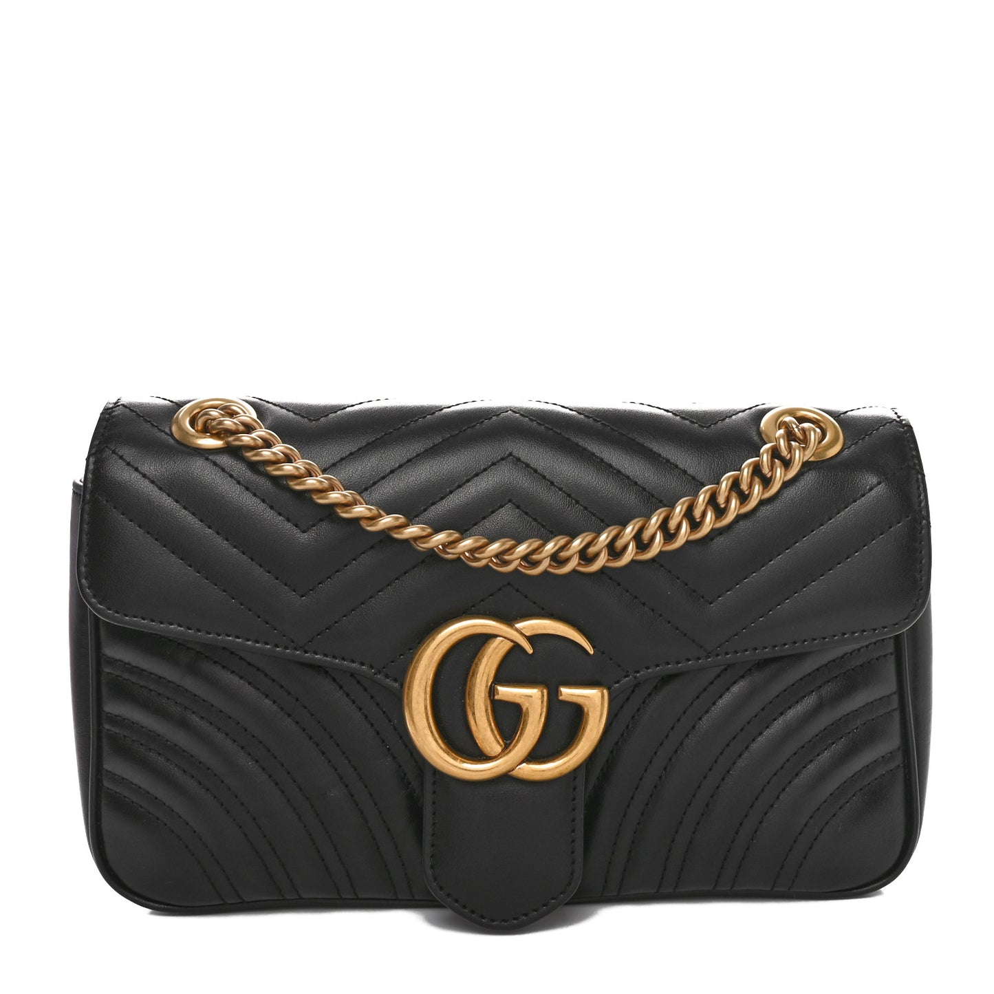 Calfskin Matelasse Small GG Marmont Shoulder Bag Black