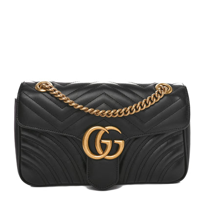 Gucci Calfskin Matelasse Small GG Marmont Shoulder Bag Black 1 of 10