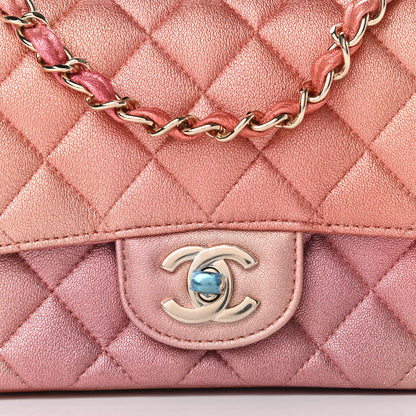 Chanel Metallic Lambskin Quilted Ombre Mini Square Flap Pink 8 of 11