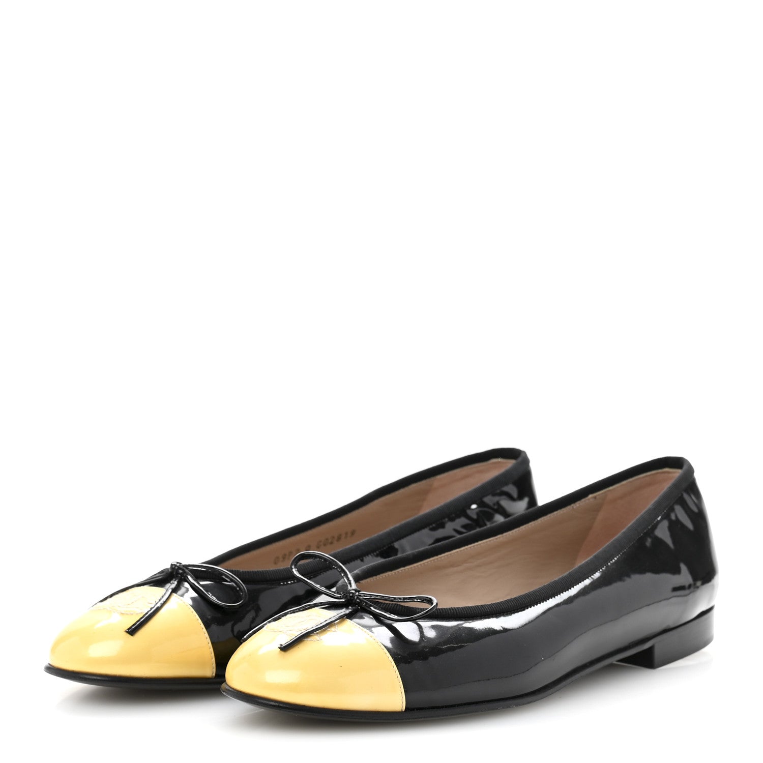 Chanel Patent CC Cap Toe Ballerina Flats 40 Black Beige 4 of 9