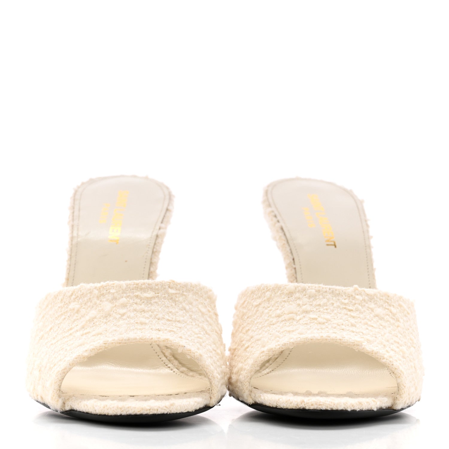Saint Laurent Boucle Tweed La 16 Mule Sandals 39 White 2 of 10