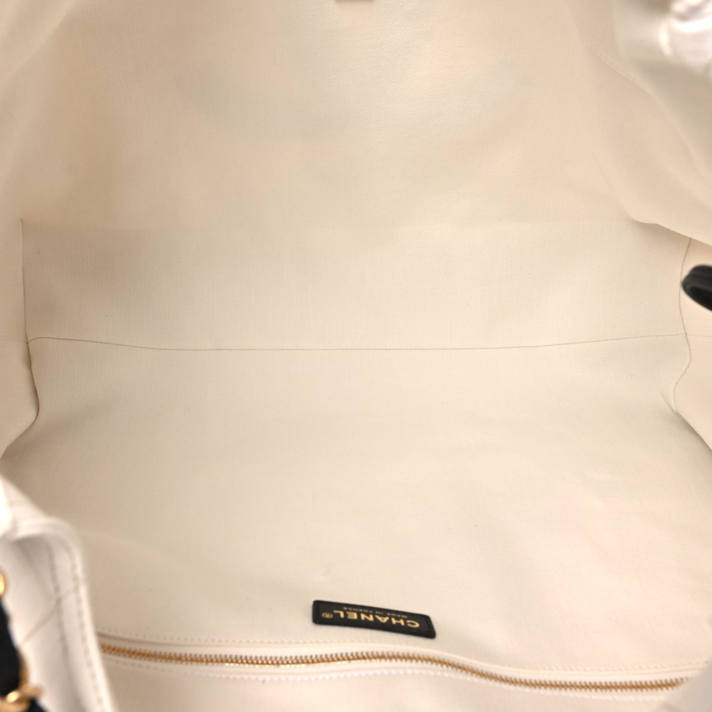 Denim Calfskin Quilted Coco Beach Small Shopping Tote White Black