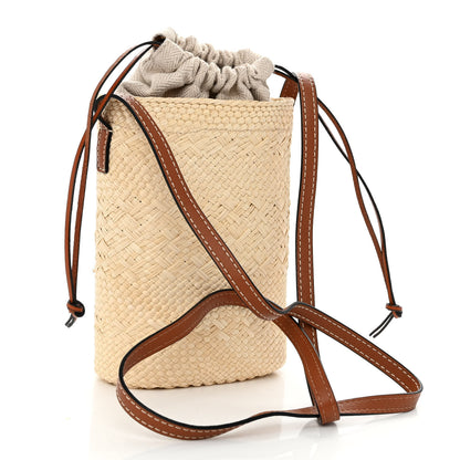 Loewe Calfskin Raffia Paulas Ibiza Square Bucket Bag Natural Tan 3 of 10