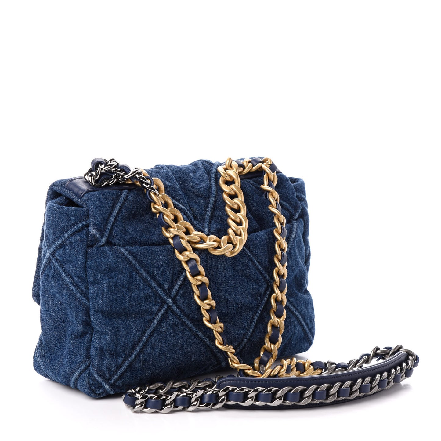 Denim Quilted Medium Chanel 19 Flap Blue