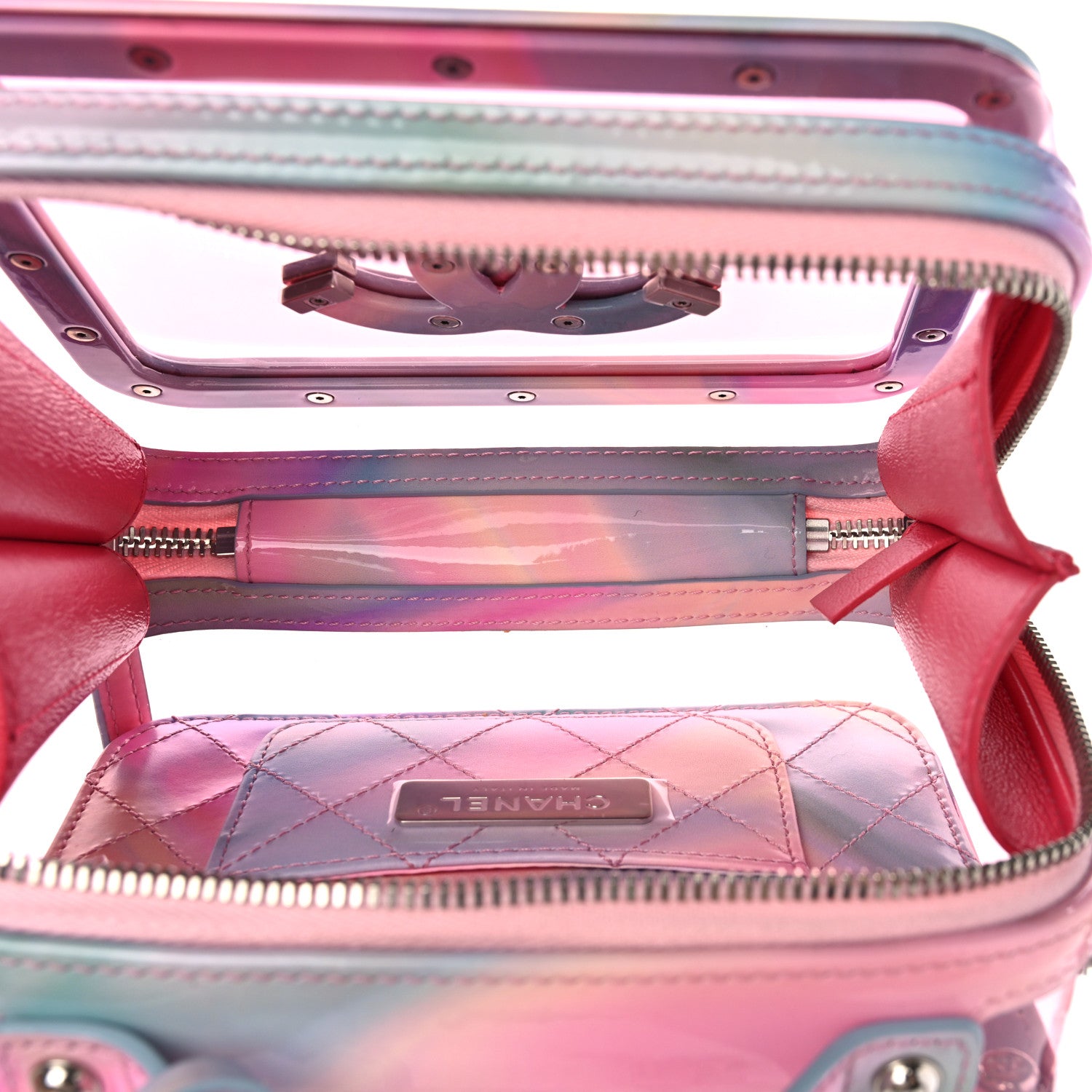 Chanel PVC Patent Calfskin Patent Lambskin Small CC Vanity Case Pink 5 of 10