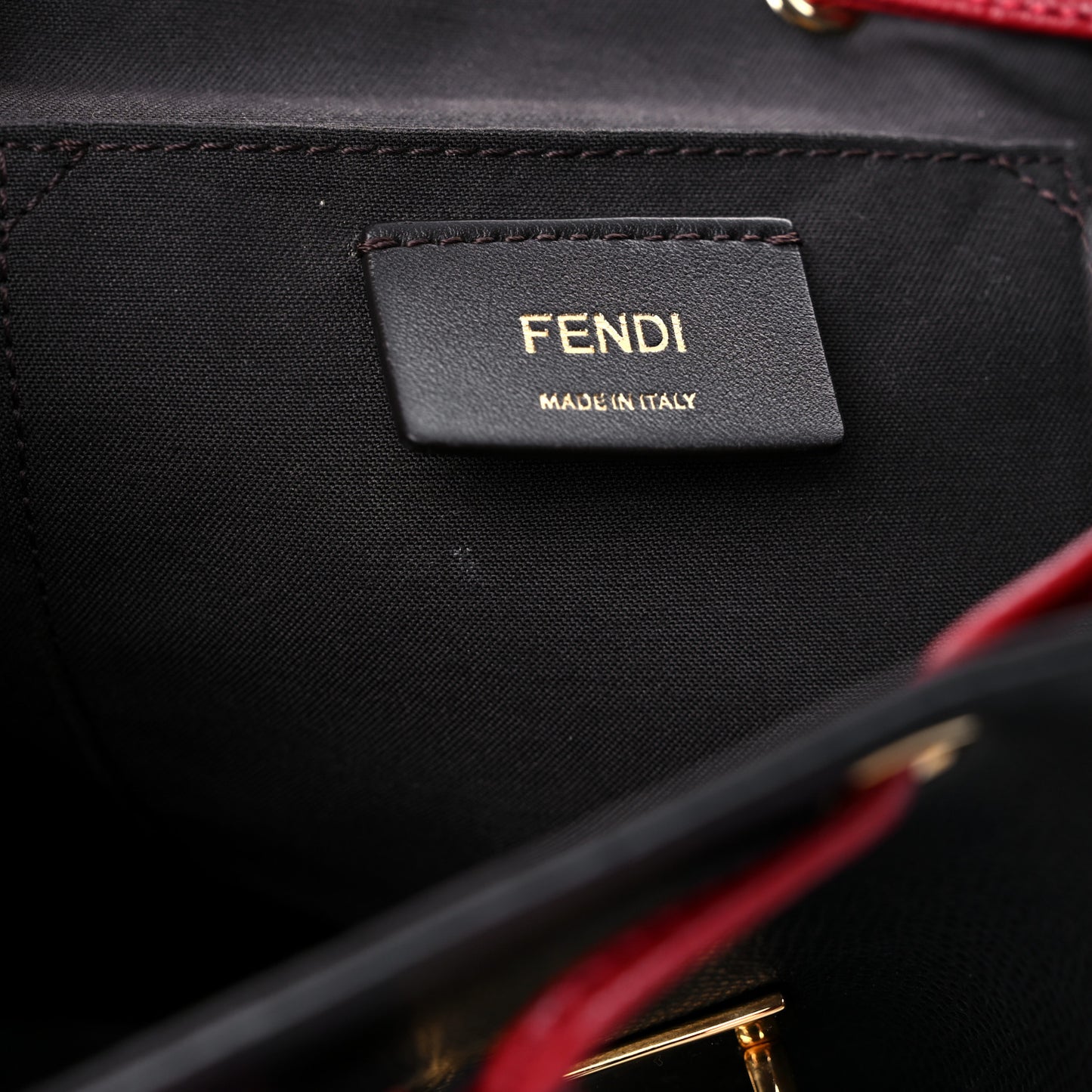 Vitello Cruise Bi-Color FF 1974 Embossed F is Fendi Drawstring Backpack Black Fragola Maya