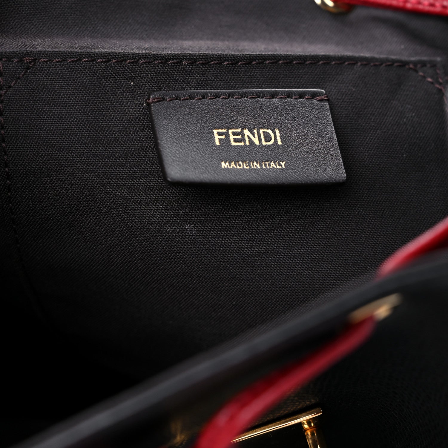 Fendi Vitello Cruise Bi-Color FF 1974 Embossed F is Fendi Drawstring Backpack Black Fragola Maya 12 of 19