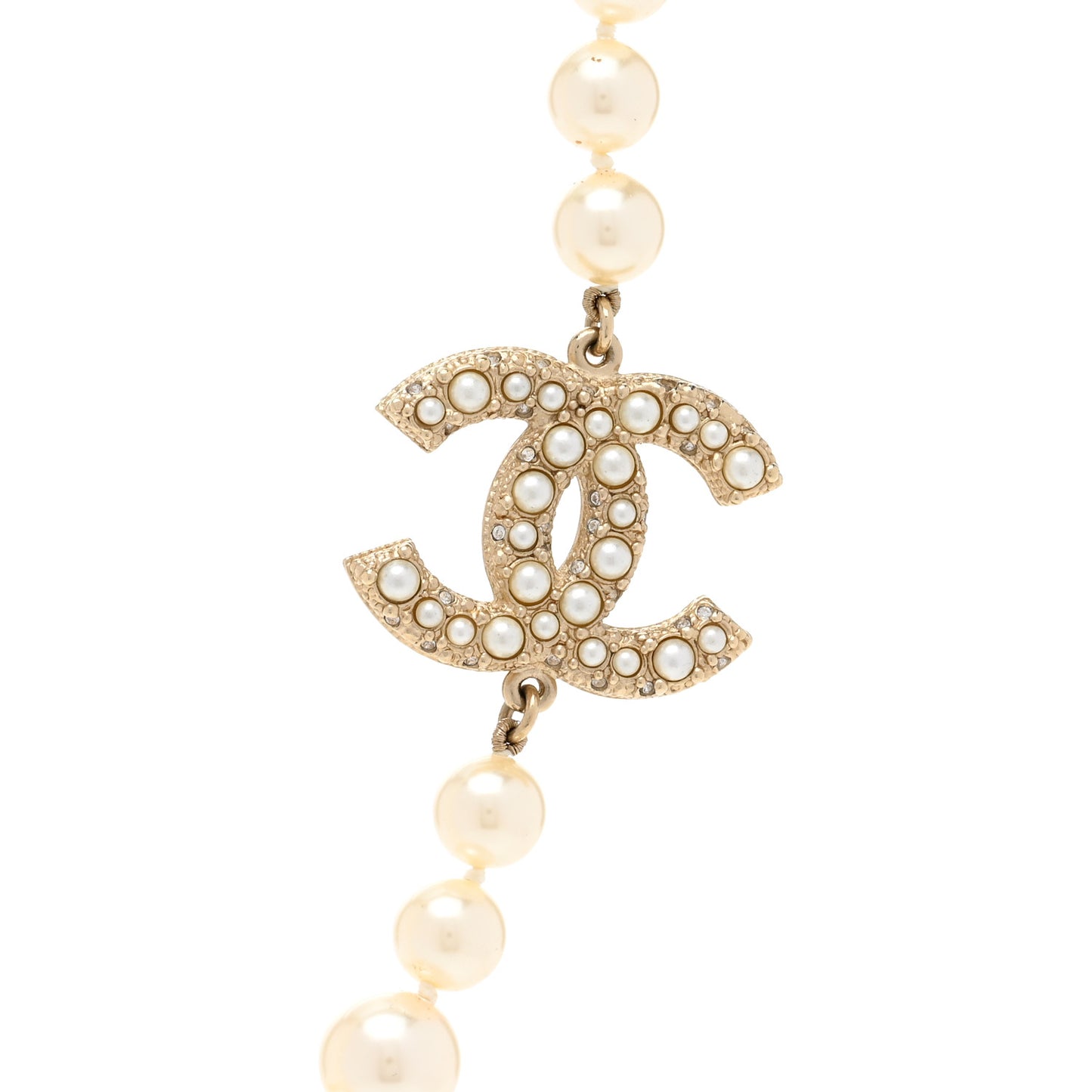 Pearl CC 100th Anniversary Necklace Light Gold