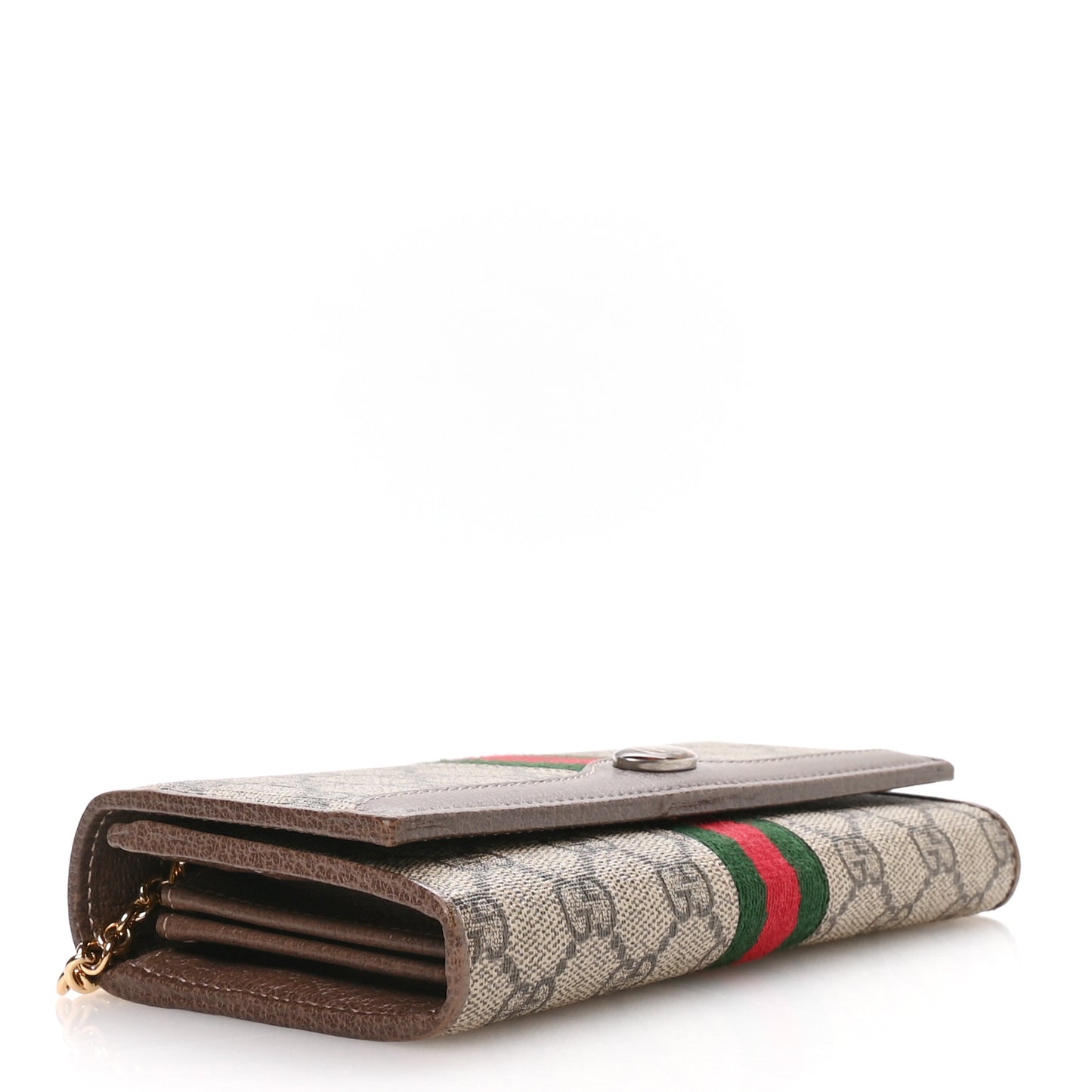 GG Supreme Monogram Web Ophidia Wallet On Chain Brown