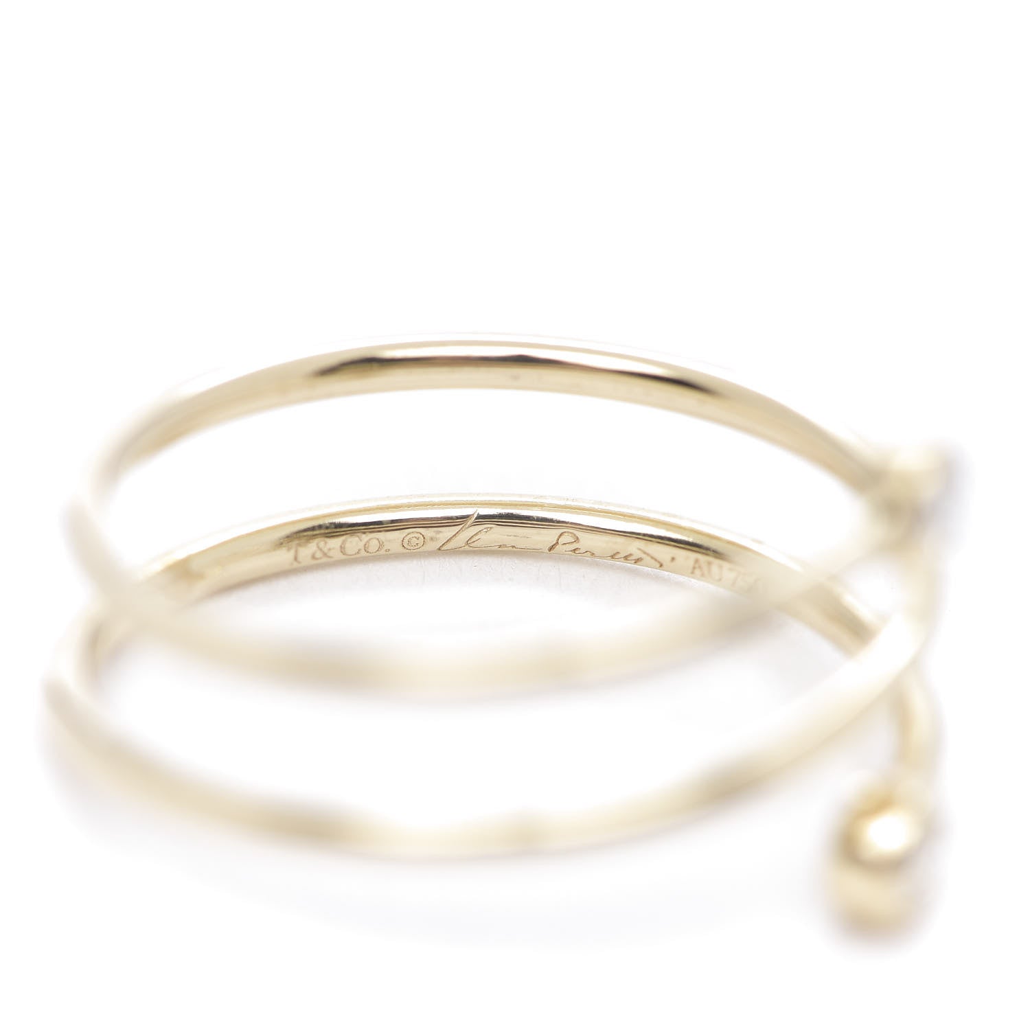 Tiffany 18K Yellow Gold Diamond Elsa Peretti Double Hoop Ring 52 6 5 of 5