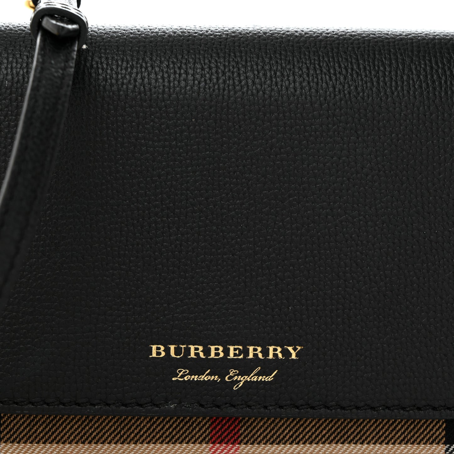 Derby Calfskin House Check Wallet On Chain Black