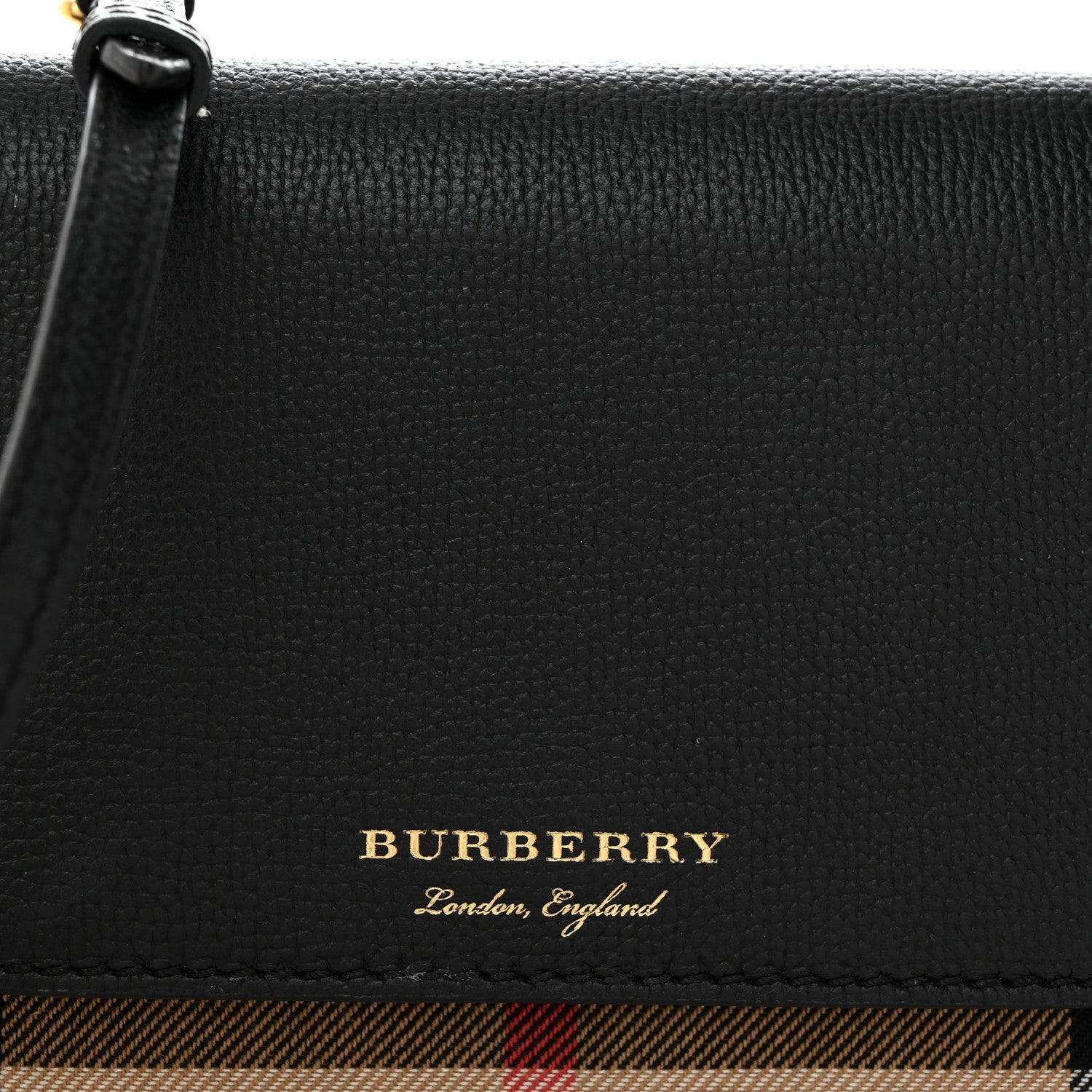 Burberry Derby Calfskin House Check Wallet On Chain Black 9 of 11